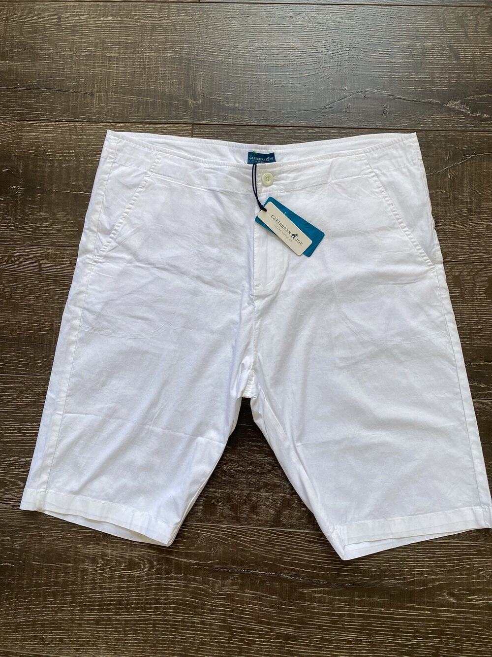 Caribbean Joe CAPRI PANTS Womens White Pockets Button Stretch Sz 16
